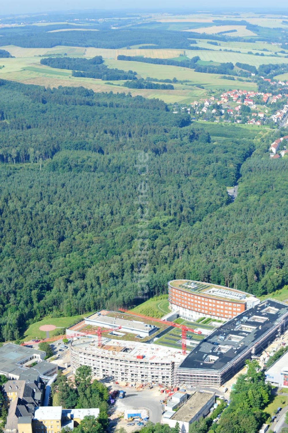 Luftbild Gera - Erweiterungs- Baustelle des SRH Wald-Klinikum Gera