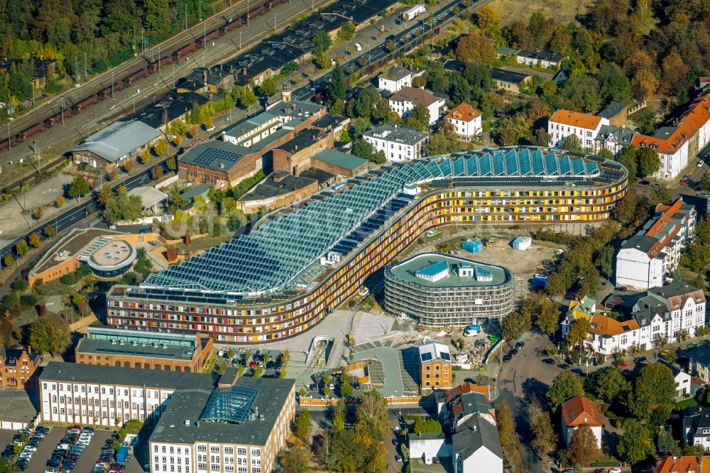 Luftbild Dessau - Erweiterungs- Baustelle am Verwaltungsgebäude der staatlichen Behörde UBA Umweltbundesamt in Dessau im Bundesland Sachsen-Anhalt, Deutschland