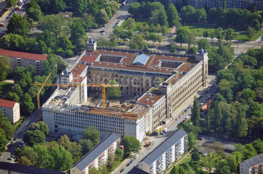 Dresden aus der Vogelperspektive: Erweiterungs- Neubau am Amtsgericht / Landgericht Dresden an der Lothringer Straße