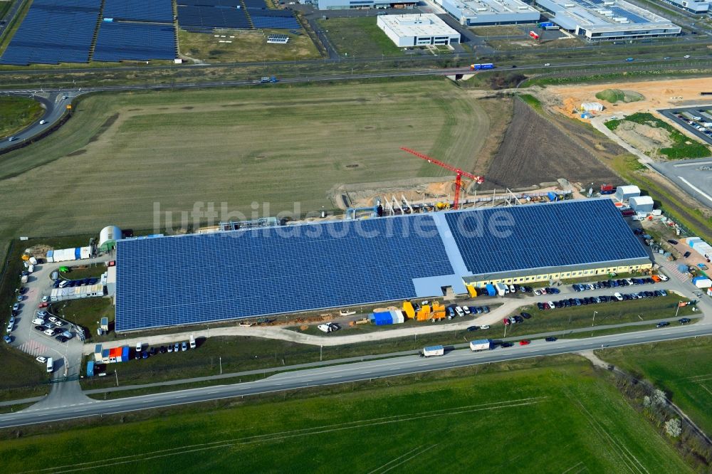 Luftbild Sandersdorf-Brehna - Erweiterungs- Neubau- Baustelle am Gebäudekomplex des Institut der FEV Dauerlaufprüfzentrum GmbH in Sandersdorf-Brehna im Bundesland Sachsen-Anhalt, Deutschland