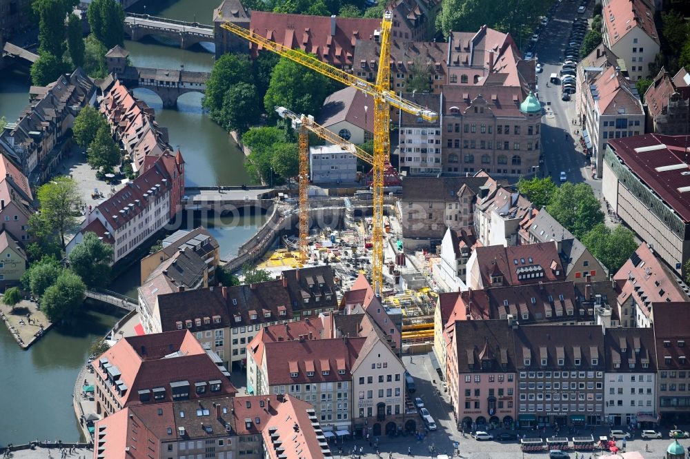 Nürnberg aus der Vogelperspektive: Erweiterungs- Neubau- Baustelle am Museums- Gebäude- Ensemble Deutsches Museum - Zukunftsmuseum im Ortsteil Altstadt in Nürnberg im Bundesland Bayern, Deutschland