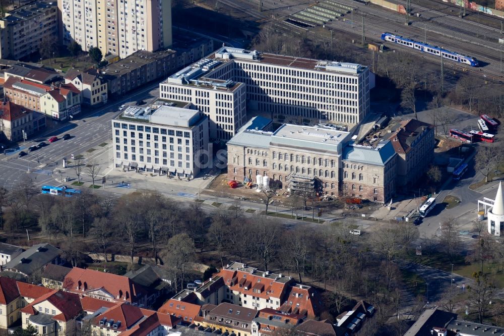 Göttingen von oben - Erweiterungs- Neubau- Baustelle am Museums- Gebäude- Ensemble Forum Wissen in Göttingen im Bundesland Niedersachsen, Deutschland