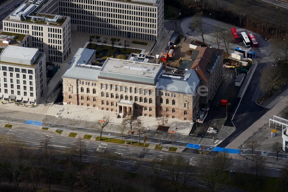 Göttingen von oben - Erweiterungs- Neubau- Baustelle am Museums- Gebäude- Ensemble Forum Wissen in Göttingen im Bundesland Niedersachsen, Deutschland