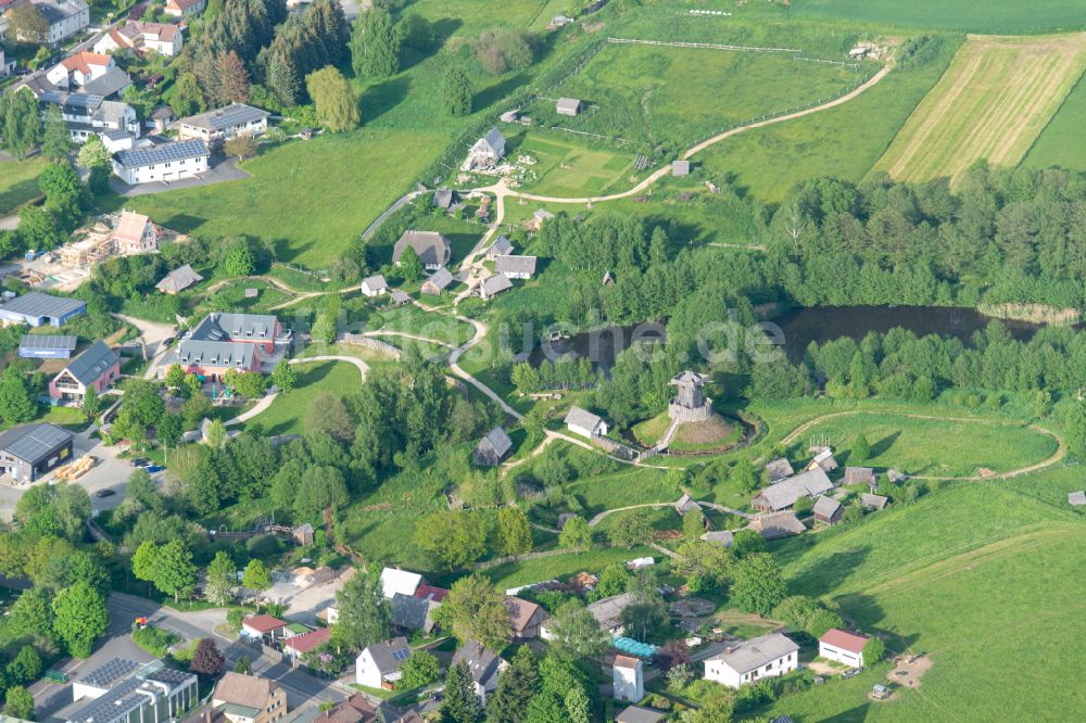 Luftaufnahme Bärnau - Erweiterungs- Neubau- Baustelle am Museums- Gebäude- Ensemble Geschichtspark Bärnau in Bärnau im Bundesland Bayern, Deutschland