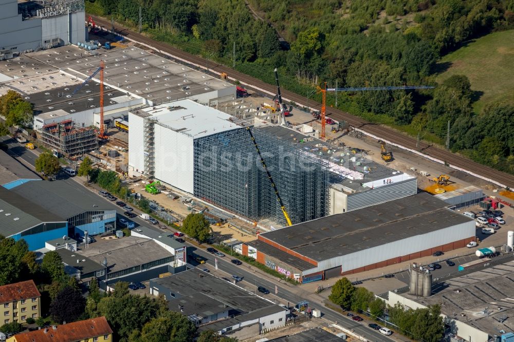 Witten von oben - Erweiterungs - Neubau - Baustelle auf dem Werksgelände der Ardex GmbH in Witten im Bundesland Nordrhein-Westfalen, Deutschland