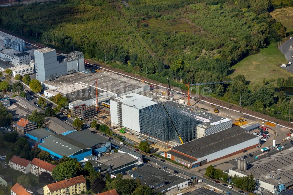 Witten aus der Vogelperspektive: Erweiterungs - Neubau - Baustelle auf dem Werksgelände der Ardex GmbH in Witten im Bundesland Nordrhein-Westfalen, Deutschland