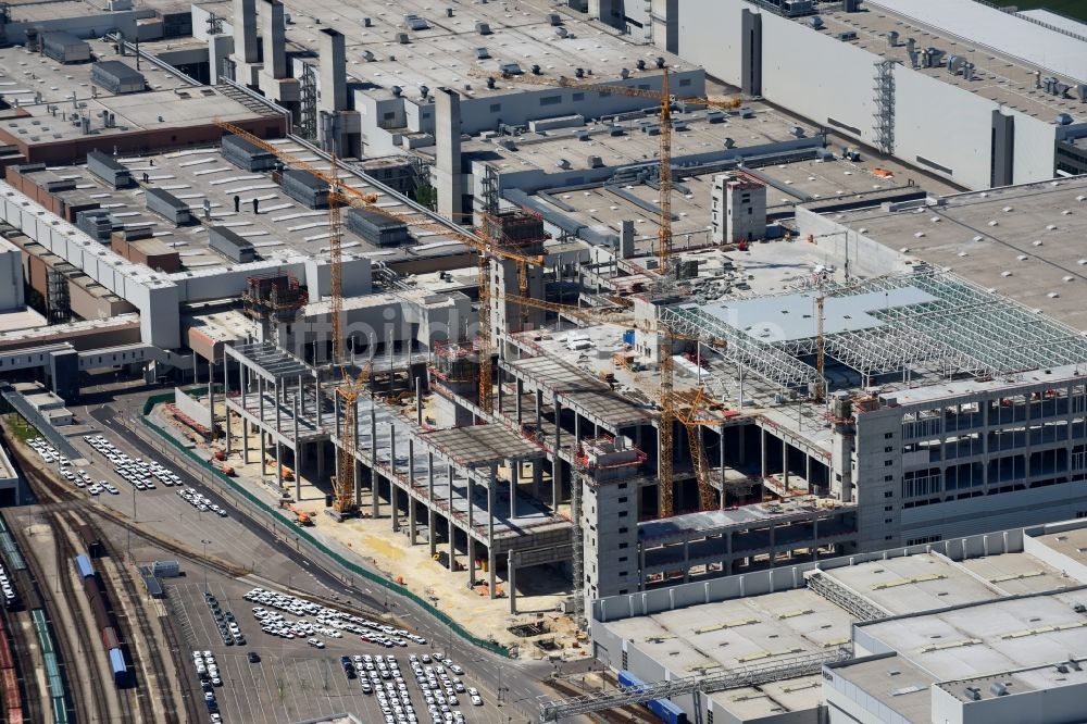 Luftaufnahme Ingolstadt - Erweiterungs - Neubau - Baustelle auf dem Werksgelände der AUDI AG in Ingolstadt im Bundesland Bayern, Deutschland