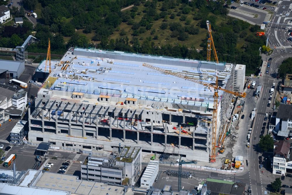 Stuttgart aus der Vogelperspektive: Erweiterungs - Neubau - Baustelle auf dem Werksgelände der Porsche Deutschland GmbH in Stuttgart im Bundesland Baden-Württemberg, Deutschland