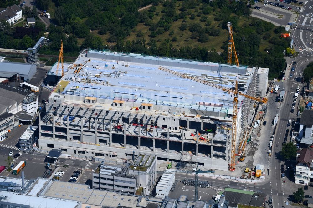 Luftbild Stuttgart - Erweiterungs - Neubau - Baustelle auf dem Werksgelände der Porsche Deutschland GmbH in Stuttgart im Bundesland Baden-Württemberg, Deutschland