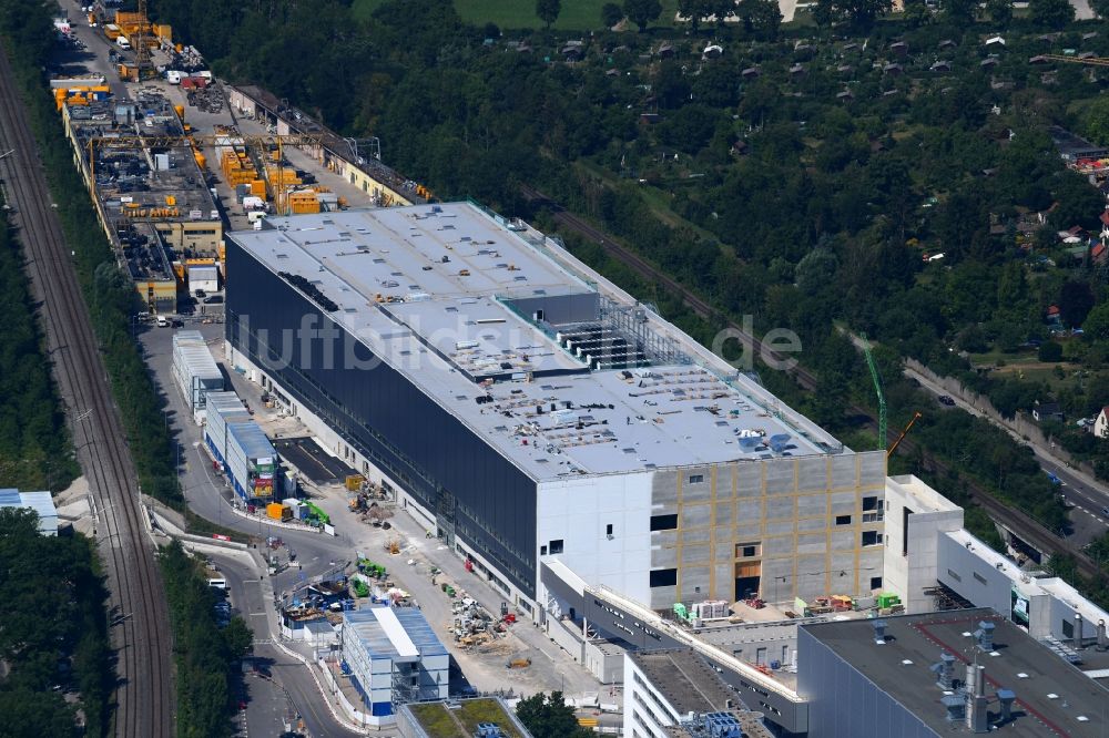 Stuttgart von oben - Erweiterungs - Neubau - Baustelle auf dem Werksgelände der Porsche Deutschland GmbH in Stuttgart im Bundesland Baden-Württemberg, Deutschland