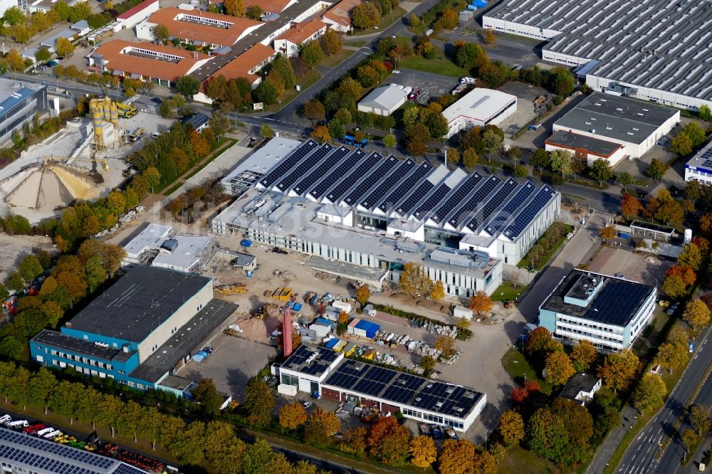 Göttingen aus der Vogelperspektive: Erweiterungs - Neubau - Baustelle auf dem Werksgelände der Sartorius AG in Göttingen im Bundesland Niedersachsen, Deutschland