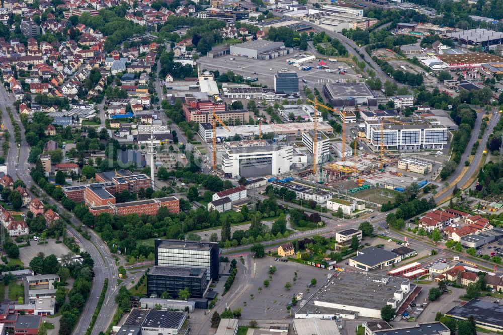 Ravensburg aus der Vogelperspektive: Erweiterungs - Neubau - Baustelle auf dem Werksgelände Vetter Pharma Fertigung GmbH & Co. KG in Ravensburg im Bundesland Baden-Württemberg, Deutschland