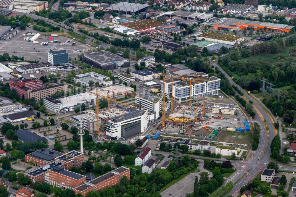 Luftbild Ravensburg - Erweiterungs - Neubau - Baustelle auf dem Werksgelände Vetter Pharma Fertigung GmbH & Co. KG in Ravensburg im Bundesland Baden-Württemberg, Deutschland