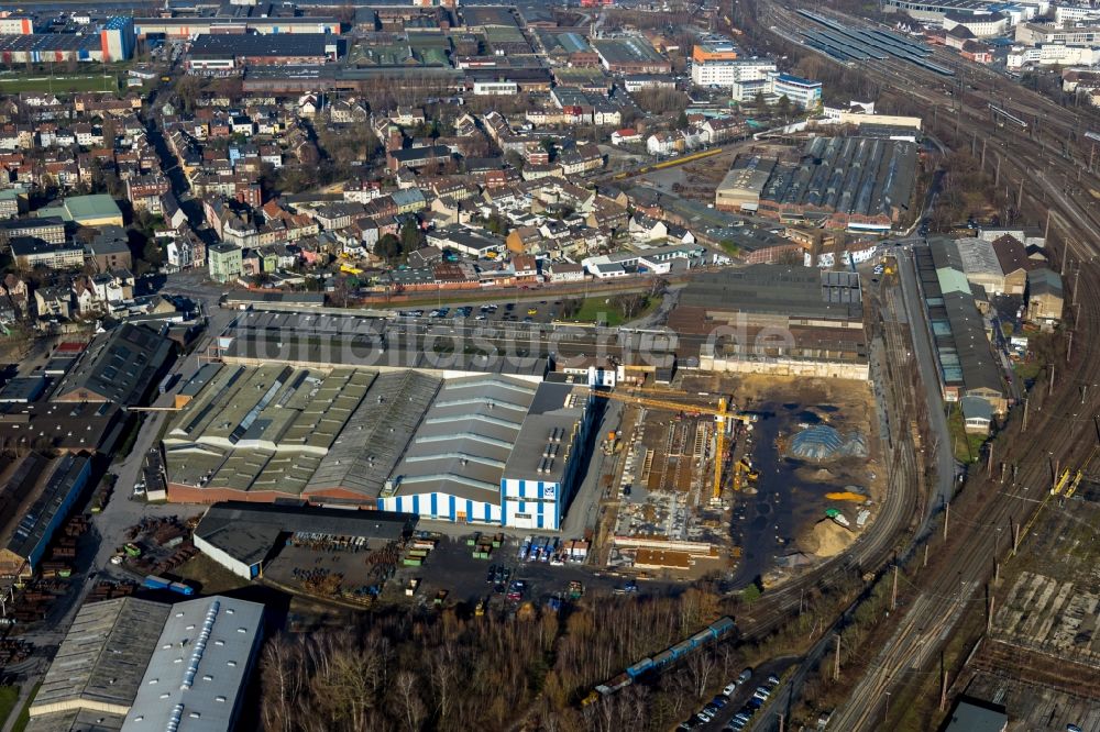 Luftaufnahme Hamm - Erweiterungs - Neubau - Baustelle auf dem Werksgelände der WDI - Westfälische Drahtindustrie GmbH entlang der Banningstraße in Hamm im Bundesland Nordrhein-Westfalen, Deutschland