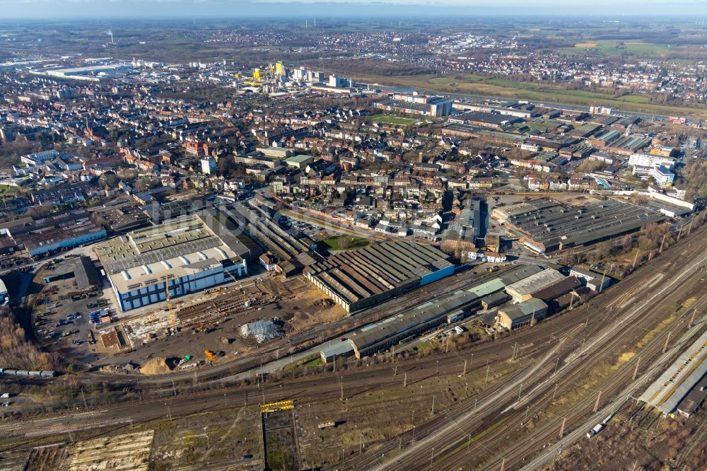 Luftbild Hamm - Erweiterungs - Neubau - Baustelle auf dem Werksgelände der WDI - Westfälische Drahtindustrie GmbH entlang der Banningstraße in Hamm im Bundesland Nordrhein-Westfalen, Deutschland