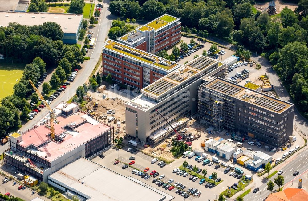 Luftaufnahme Mülheim an der Ruhr - Erweiterungs- Neubau der Hauptverwaltung Unternehmensgruppe ALDI SÜD in Mülheim an der Ruhr im Bundesland Nordrhein-Westfalen