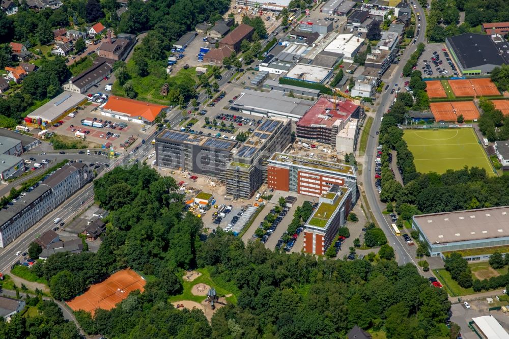 Mülheim an der Ruhr aus der Vogelperspektive: Erweiterungs- Neubau der Hauptverwaltung Unternehmensgruppe ALDI SÜD in Mülheim an der Ruhr im Bundesland Nordrhein-Westfalen