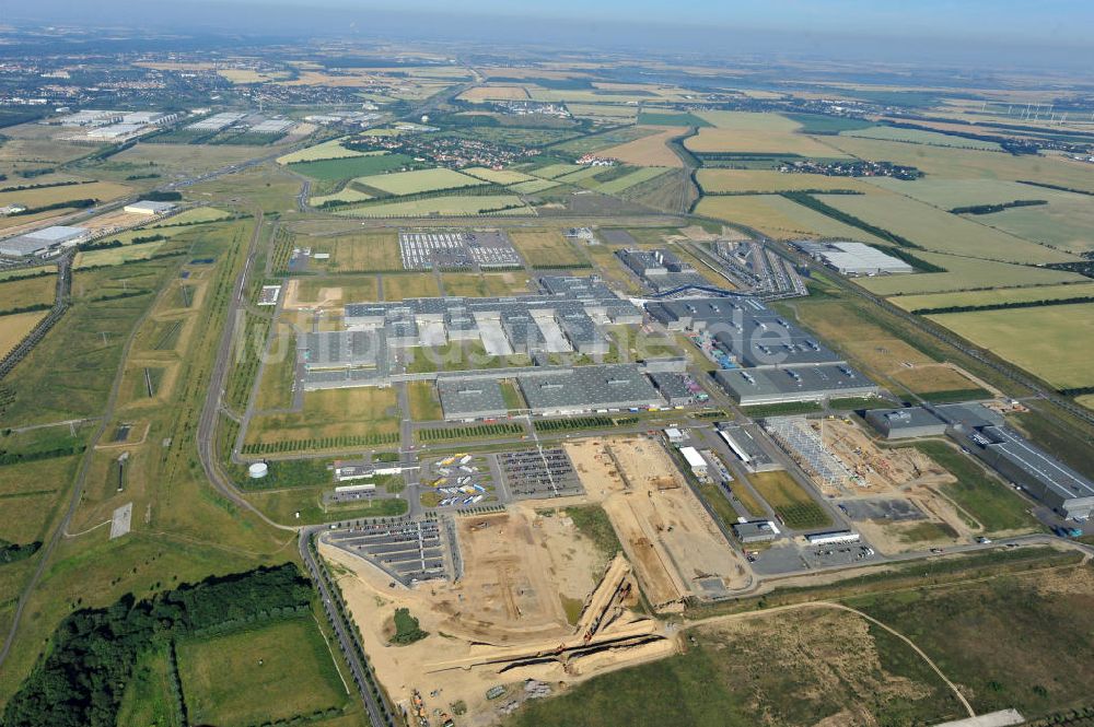 Leipzig aus der Vogelperspektive: Erweiterungsarbeiten am BMW Werk / Plant Leipzig