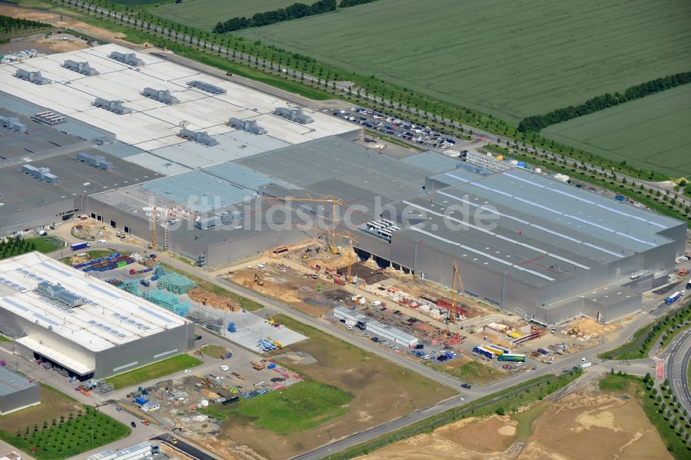 Leipzig von oben - Erweiterungsarbeiten am BMW Werk / Plant Leipzig im Bundesland Sachsen