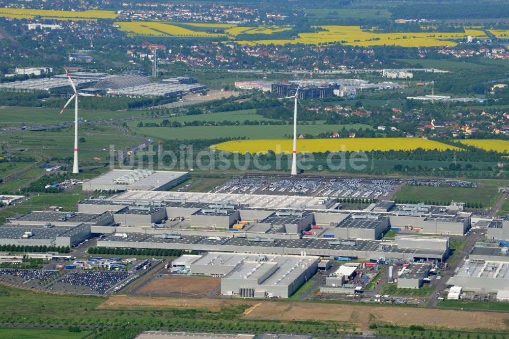 Luftaufnahme Leipzig - Erweiterungsarbeiten am BMW Werk / Plant Leipzig im Bundesland Sachsen