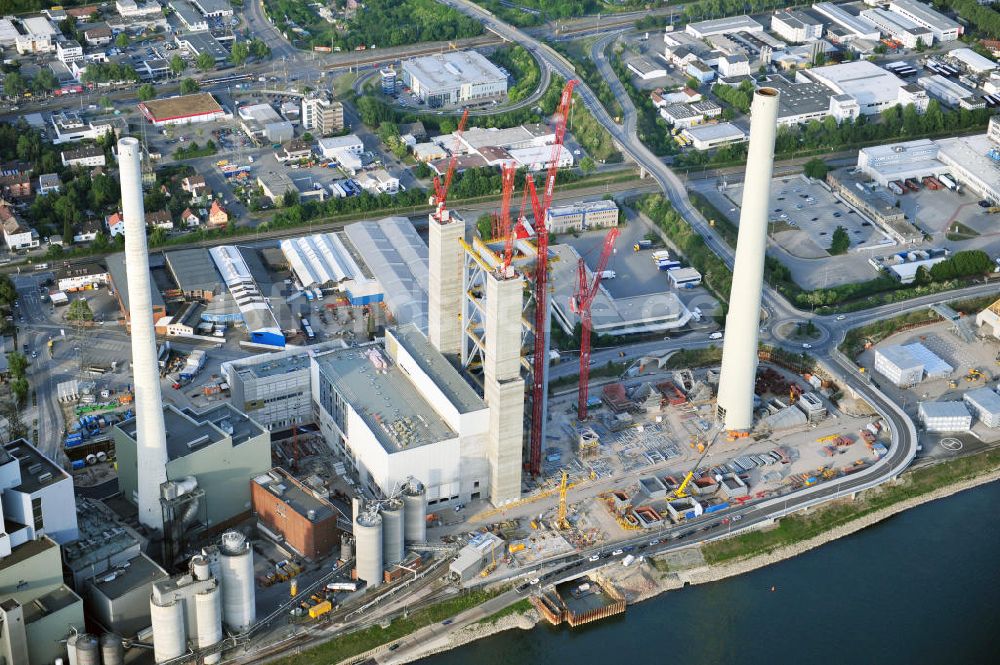 Mannheim aus der Vogelperspektive: Erweiterungsarbeiten am Steinkohlekraftwerk Mannheim in Baden-Württemberg