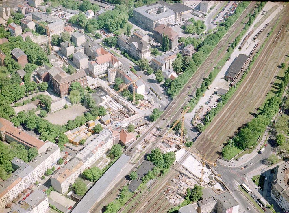 Luftbild Berlin - Pankow - Erweiterungsbau der U-Bahnlinie nach Berlin-Pankow am S-Bahnhof Pankow.