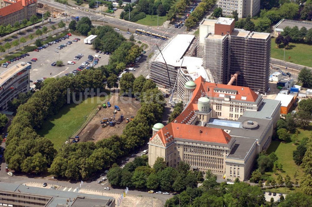 Leipzig aus der Vogelperspektive: Erweiterungsbau Bibliothek Leipzig