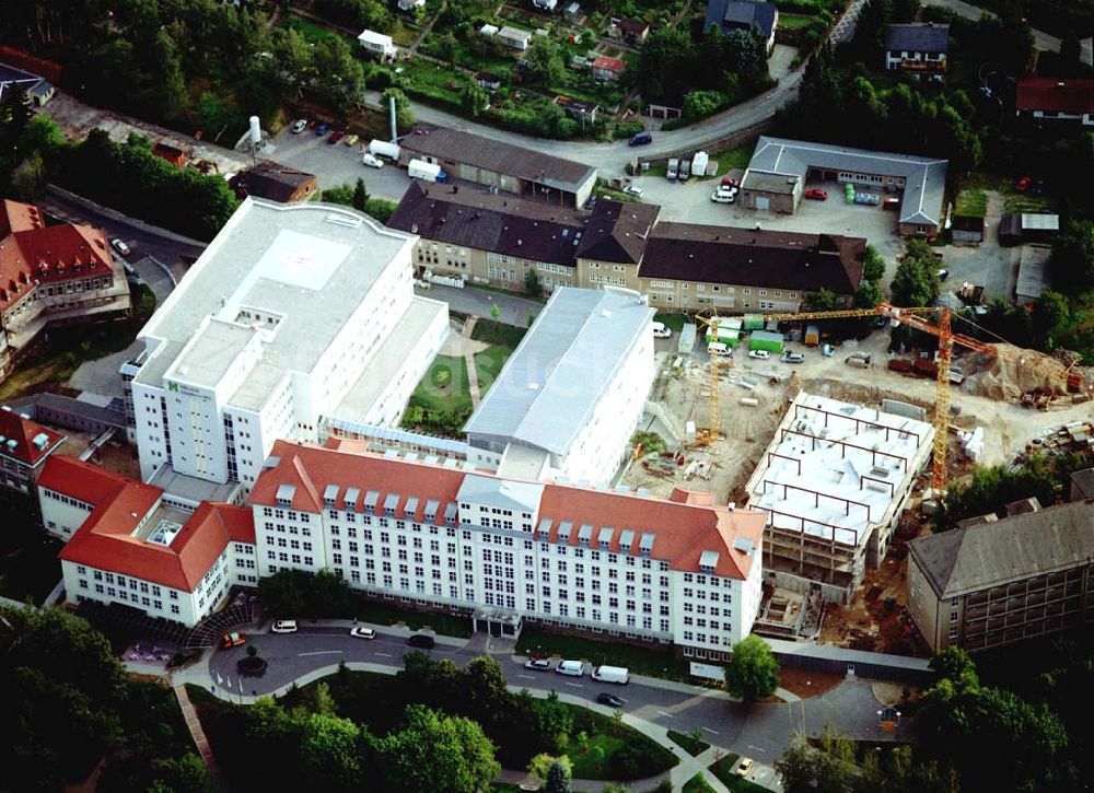 Aue / Vogtland aus der Vogelperspektive: Erweiterungsbau am HELIOS Klinikum Aue (03771) 721323, Gartenstr. 6, 08280 Aue.