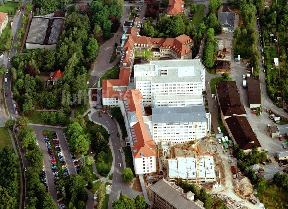 Aue / Vogtland aus der Vogelperspektive: Erweiterungsbau am HELIOS Klinikum Aue (03771) 721323, Gartenstr. 6, 08280 Aue