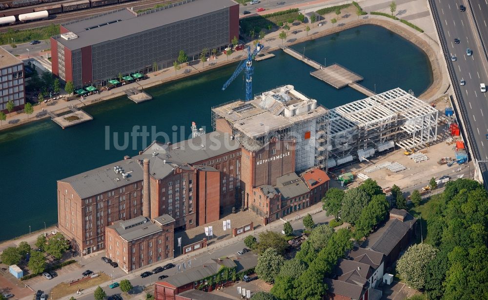 Luftaufnahme Duisburg - Erweiterungsbau Küppersmühle in Duisburg im Bundesland Nordrhein-Westfalen