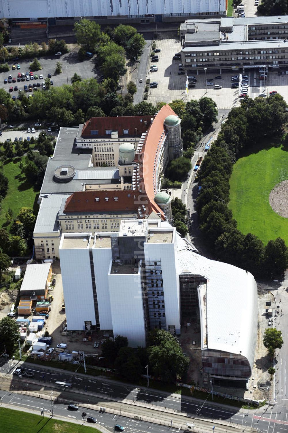 Luftbild Leipzig - Erweiterungsbau / Neubau der Deutsche Bücherei in Leipzig