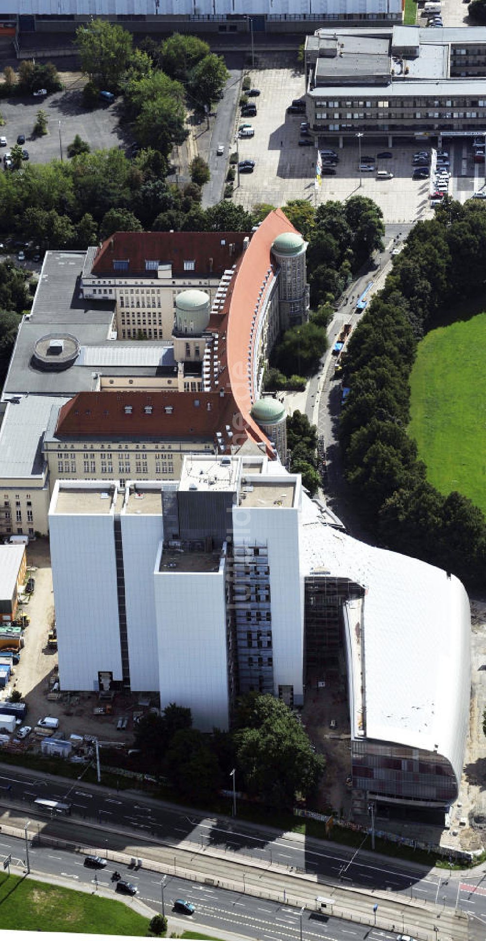 Luftaufnahme Leipzig - Erweiterungsbau / Neubau der Deutsche Bücherei in Leipzig