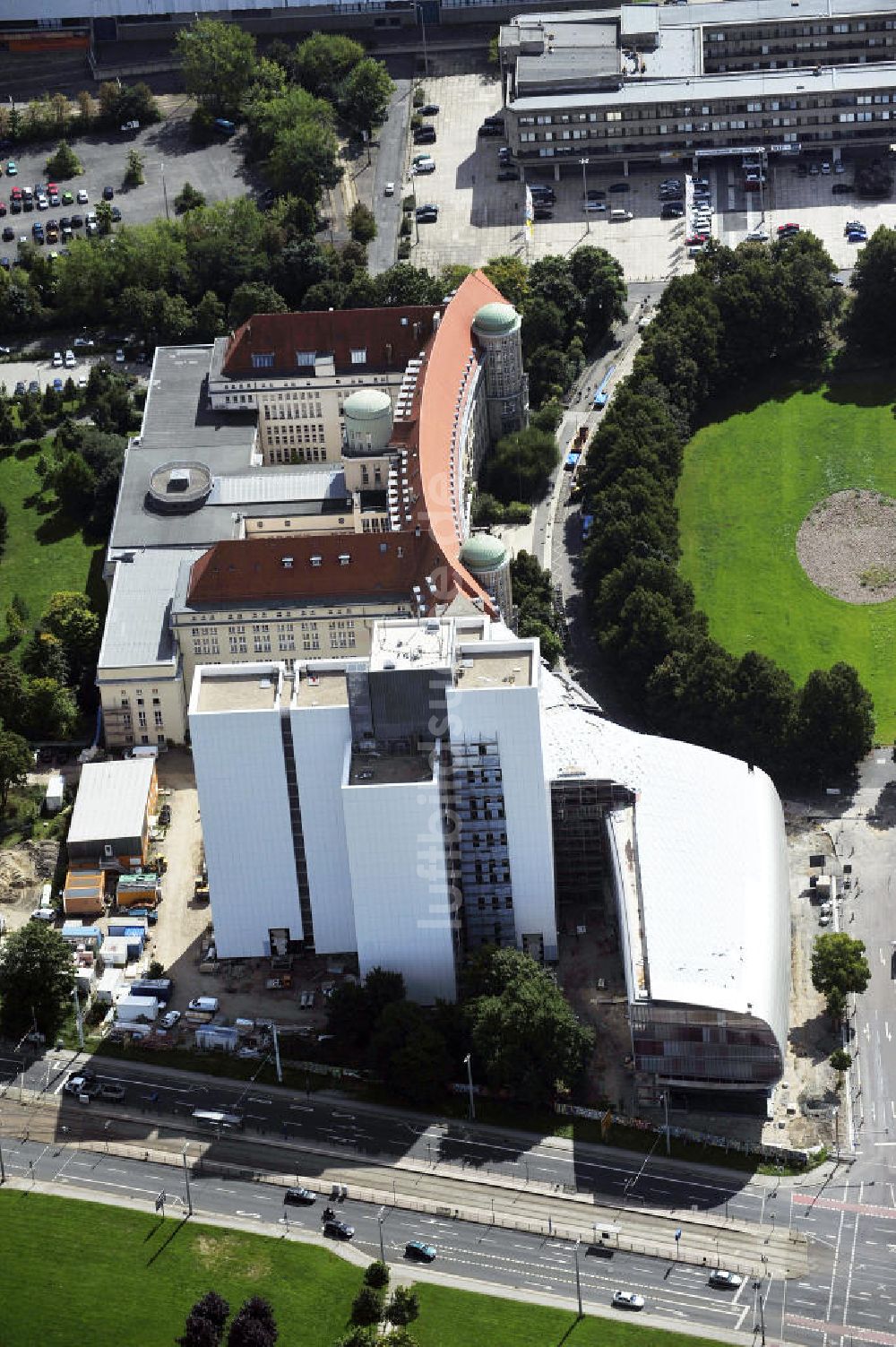 Leipzig von oben - Erweiterungsbau / Neubau der Deutsche Bücherei in Leipzig