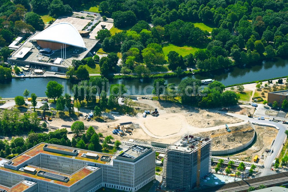 Berlin von oben - Erweiterungsbau des Regierungsgebäude - Bundeskanzleramt - im Ortsteil Moabit in Berlin, Deutschland