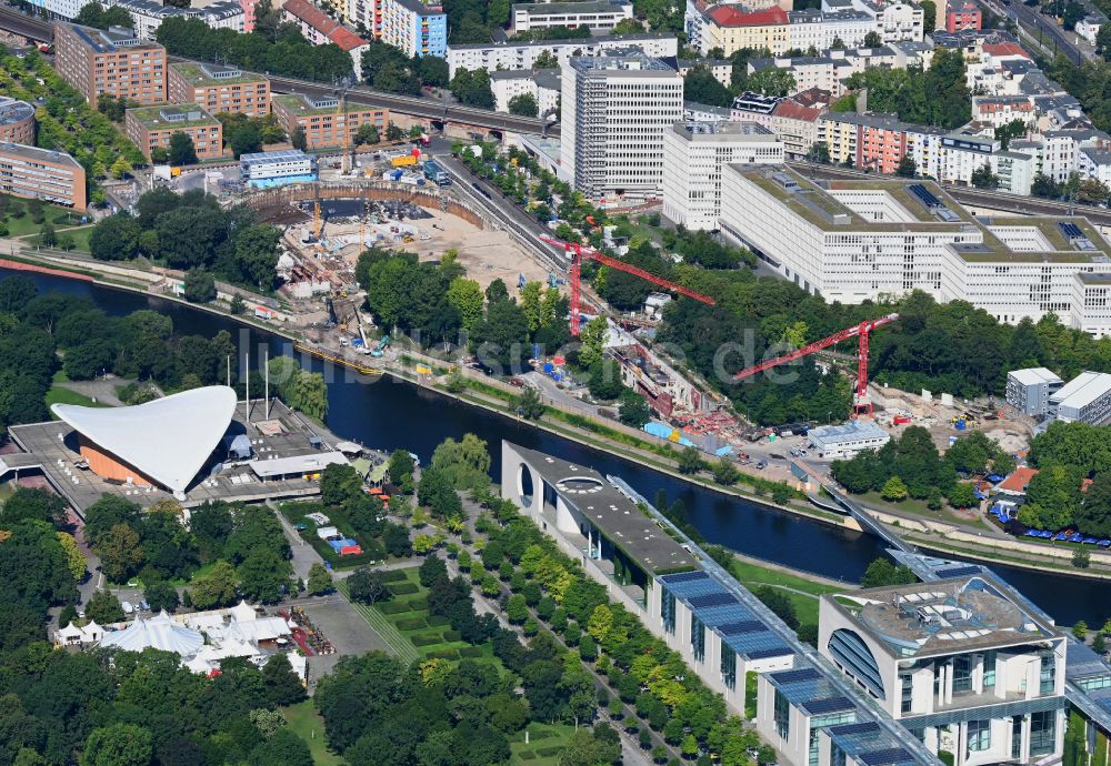 Berlin aus der Vogelperspektive: Erweiterungsbau des Regierungsgebäude - Bundeskanzleramt - im Ortsteil Moabit in Berlin, Deutschland