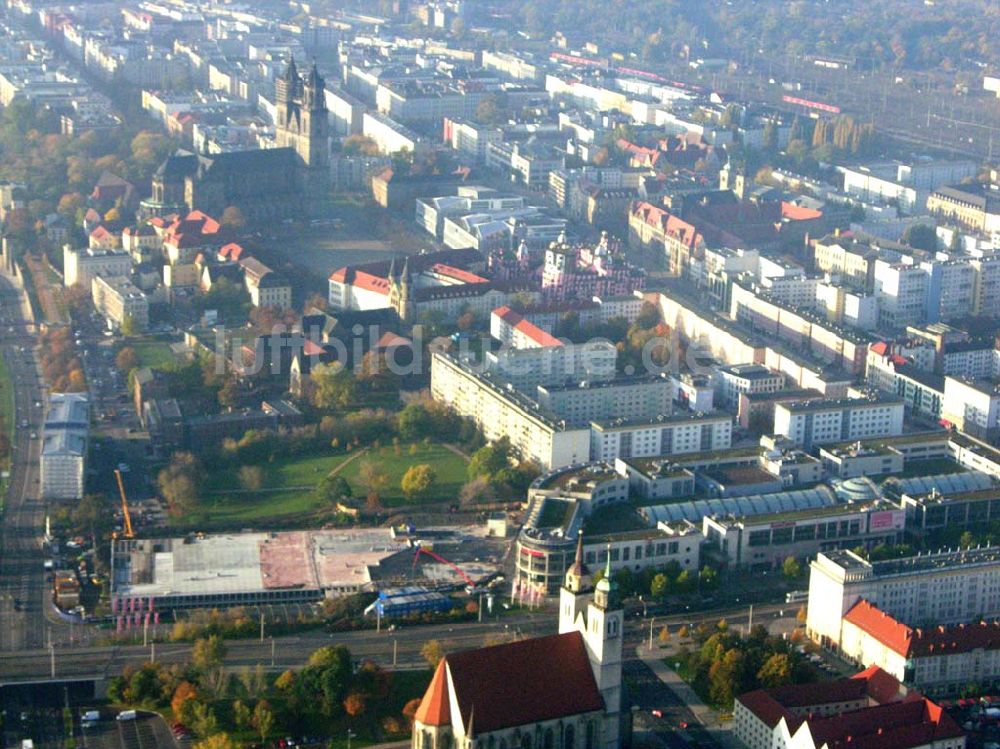 Magdeburg / Sachsen-Anhalt aus der Vogelperspektive: Erweiterungsbaustelle am Allee-Center Magdeburg 28.10.2005