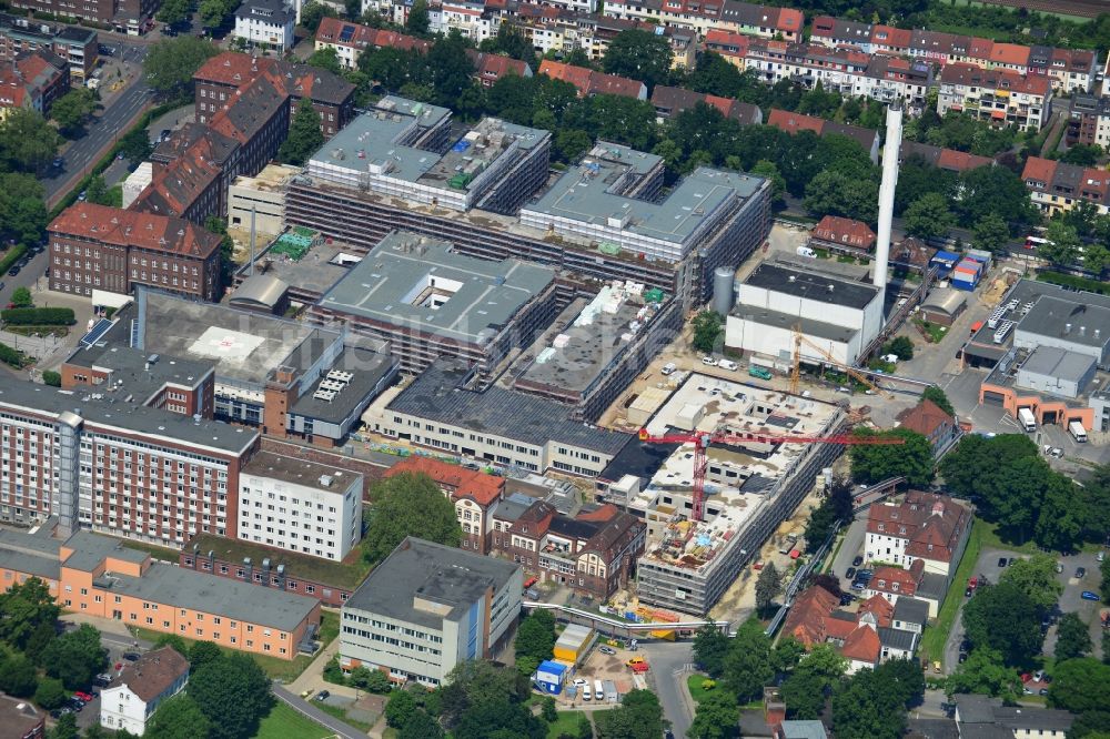 Luftaufnahme Bremen - Erweiterungsbaustelle auf dem Gelände des Klinikum Bremen-Mitte an der Sankt-Jürgen-Straße in Bremen