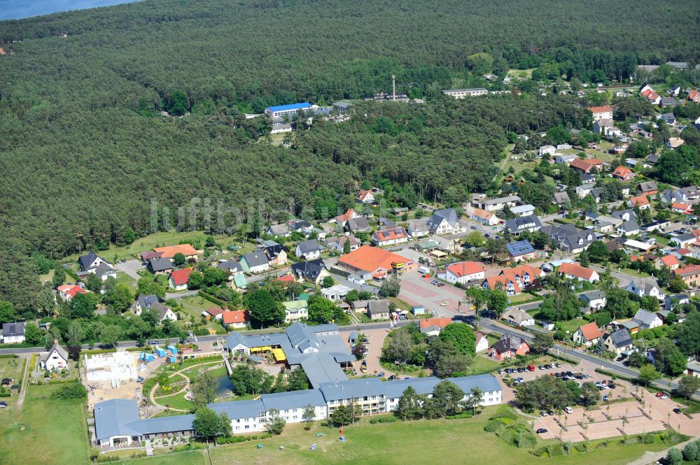 Trassenheide von oben - Erweiterungsbaustelle am Hotel und Restaurant Seeklause in Trassenheide auf der Insel Usedom in Mecklenburg - Vorpommern