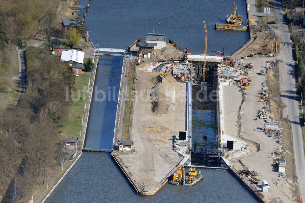 Wusterwitz von oben - Erweiterungsbaustelle Neubau Schleuse Wusterwitz am Elbe-Havel-Kanal