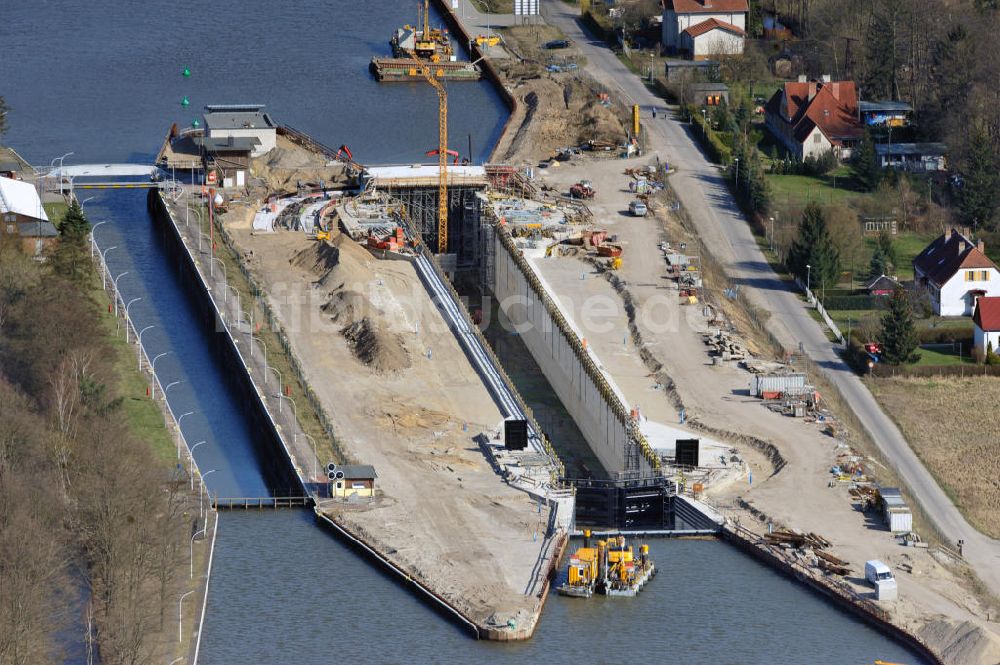 Wusterwitz aus der Vogelperspektive: Erweiterungsbaustelle Neubau Schleuse Wusterwitz am Elbe-Havel-Kanal