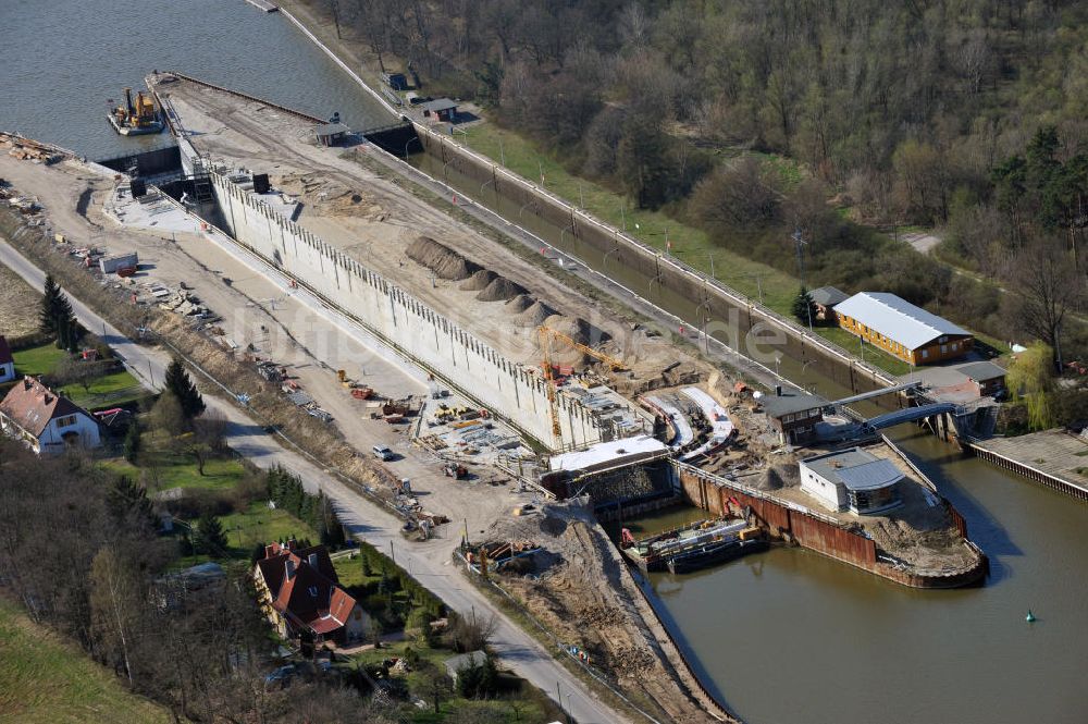 Wusterwitz aus der Vogelperspektive: Erweiterungsbaustelle Neubau Schleuse Wusterwitz am Elbe-Havel-Kanal