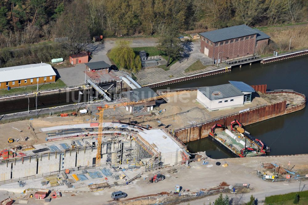 Luftaufnahme Wusterwitz - Erweiterungsbaustelle Neubau Schleuse Wusterwitz am Elbe-Havel-Kanal