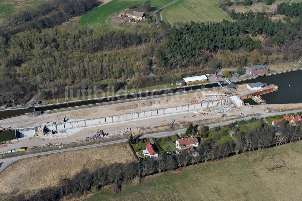 Luftaufnahme Wusterwitz - Erweiterungsbaustelle Neubau Schleuse Wusterwitz am Elbe-Havel-Kanal