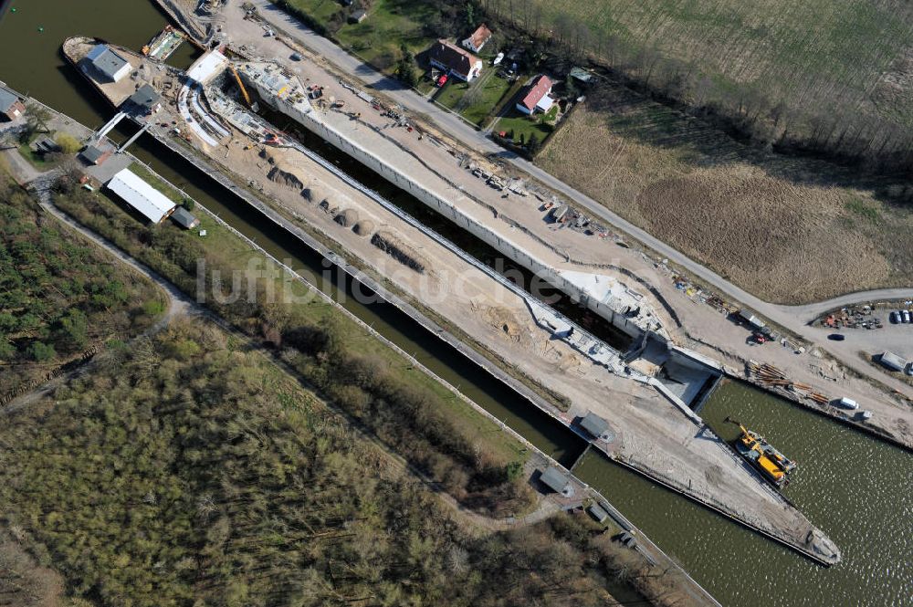 Wusterwitz aus der Vogelperspektive: Erweiterungsbaustelle Neubau Schleuse Wusterwitz am Elbe-Havel-Kanal