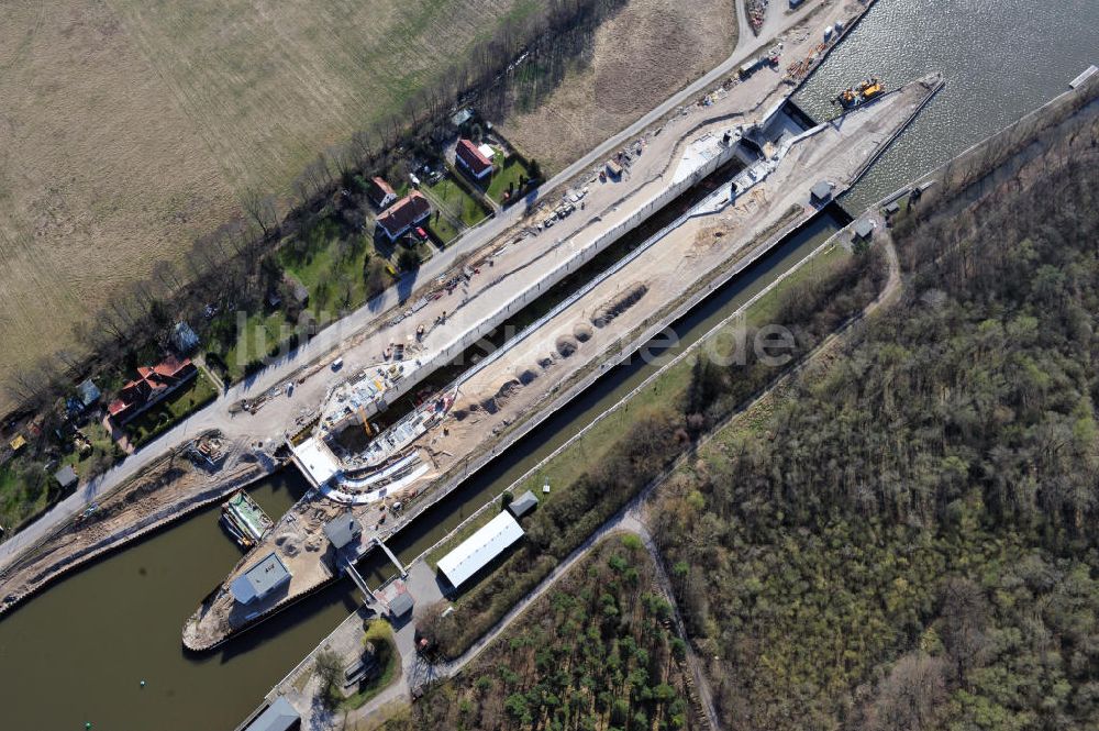 Luftbild Wusterwitz - Erweiterungsbaustelle Neubau Schleuse Wusterwitz am Elbe-Havel-Kanal