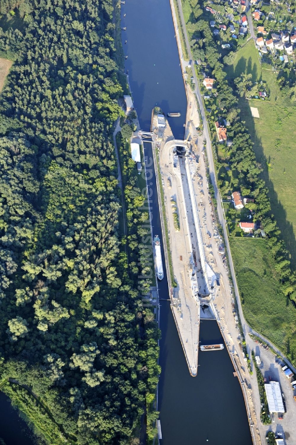 Luftbild Wusterwitz - Erweiterungsbaustelle Neubau Schleuse Wusterwitz am Elbe-Havel-Kanal