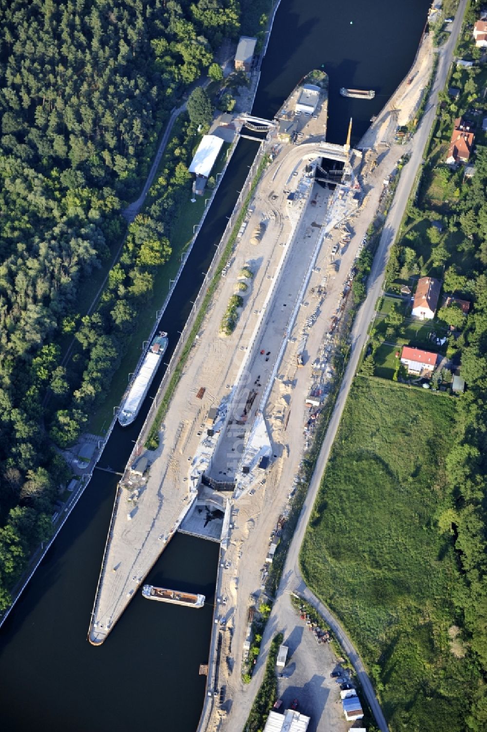 Luftaufnahme Wusterwitz - Erweiterungsbaustelle Neubau Schleuse Wusterwitz am Elbe-Havel-Kanal