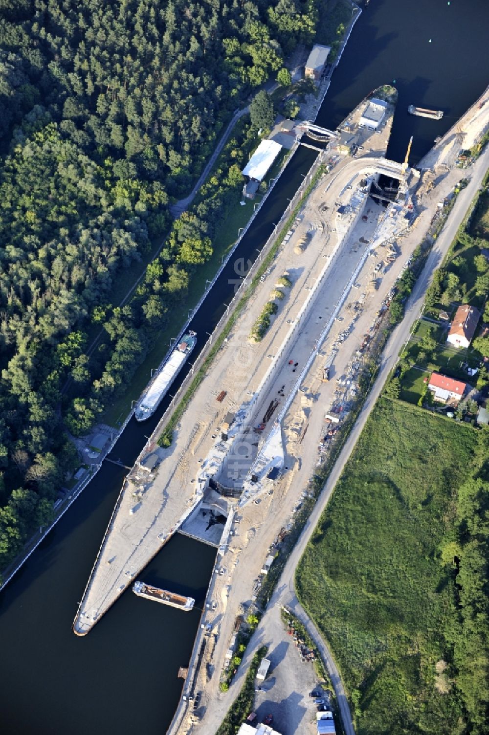 Wusterwitz von oben - Erweiterungsbaustelle Neubau Schleuse Wusterwitz am Elbe-Havel-Kanal