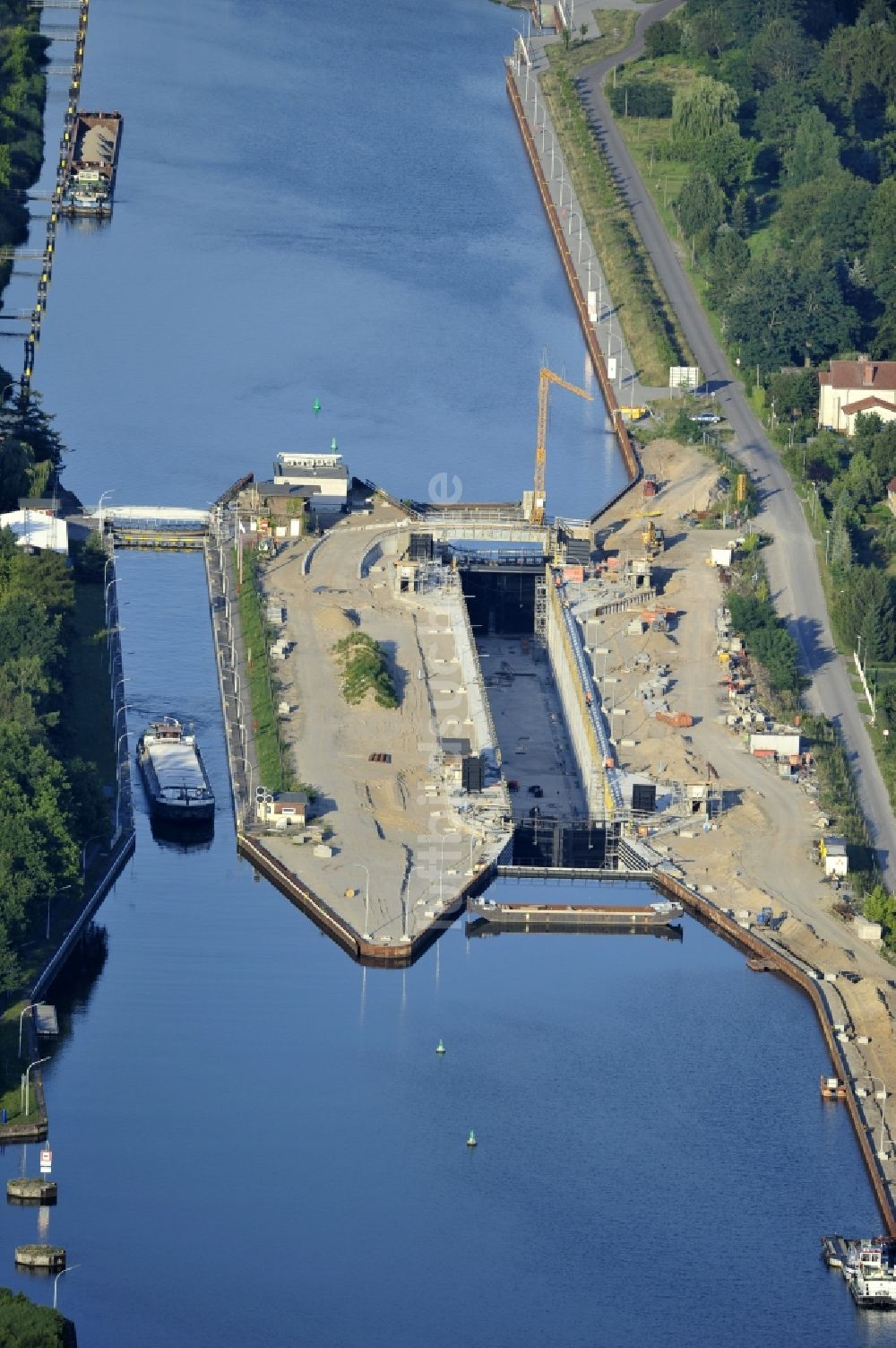 Wusterwitz aus der Vogelperspektive: Erweiterungsbaustelle Neubau Schleuse Wusterwitz am Elbe-Havel-Kanal