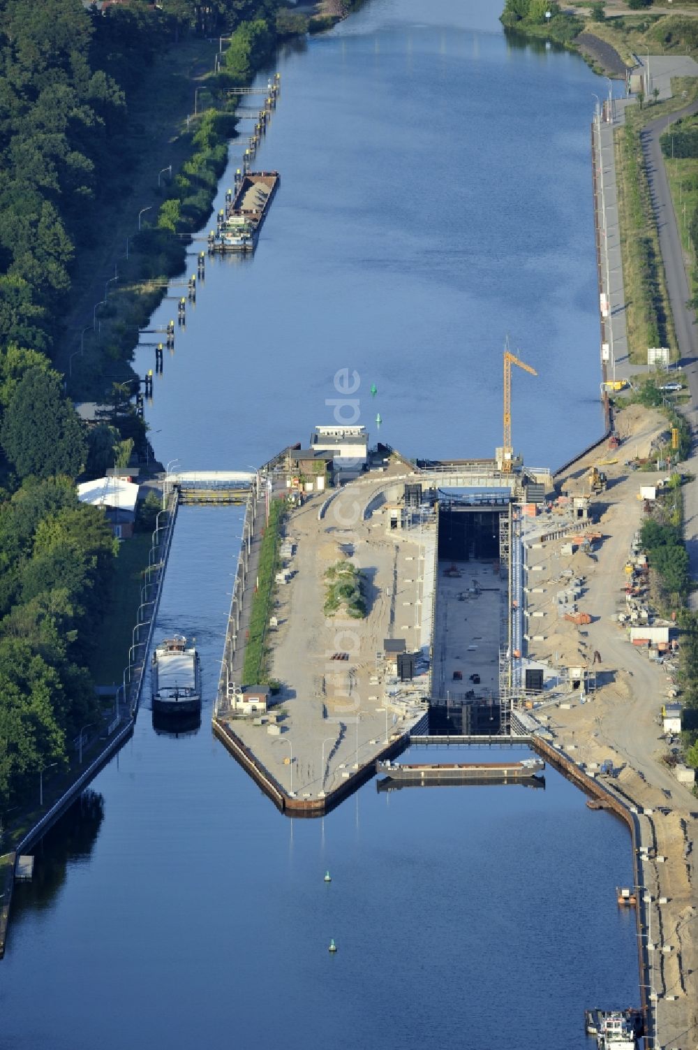 Luftbild Wusterwitz - Erweiterungsbaustelle Neubau Schleuse Wusterwitz am Elbe-Havel-Kanal